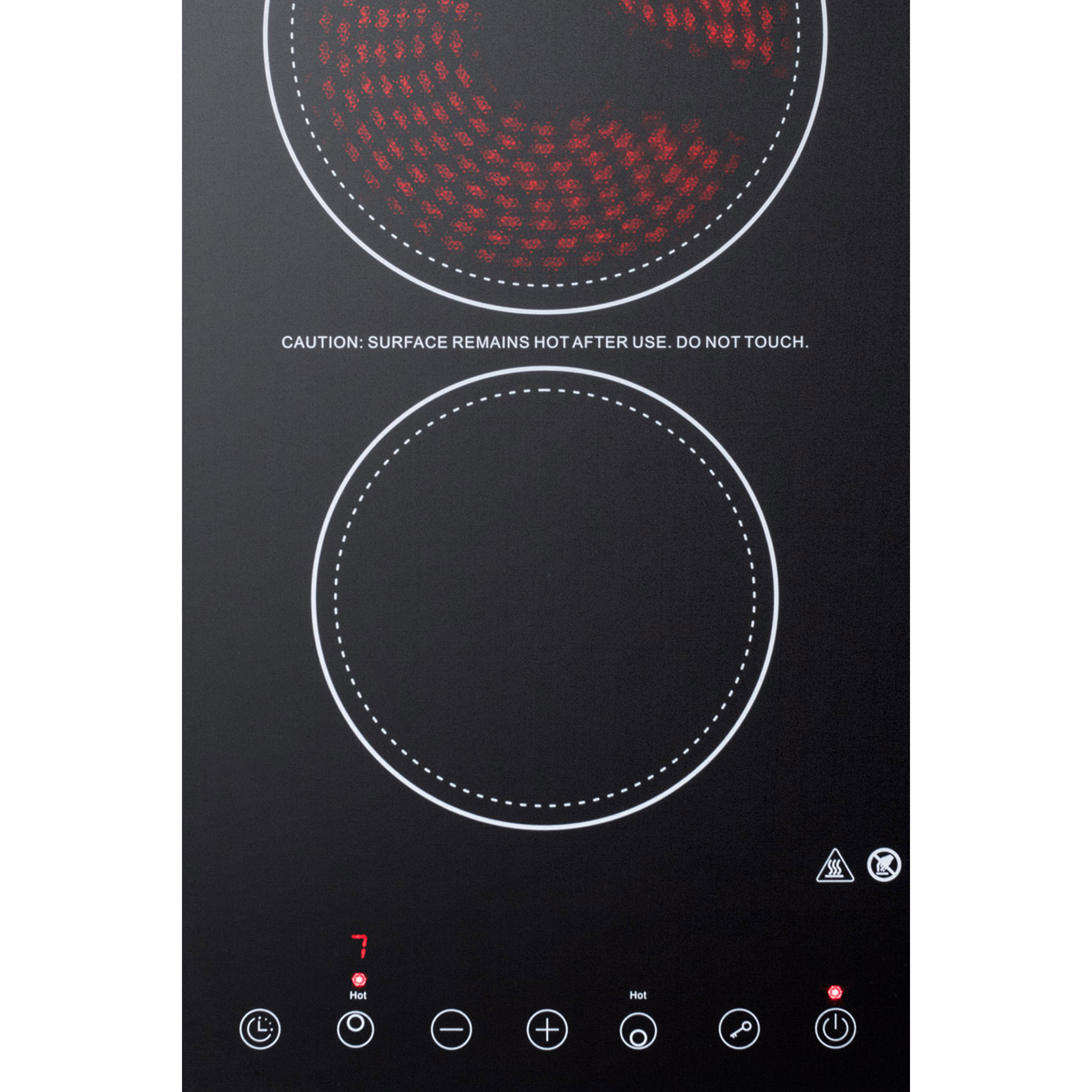 230V 2-burner cooktop in black ceramic Schott glass with digital touch controls, 3000W